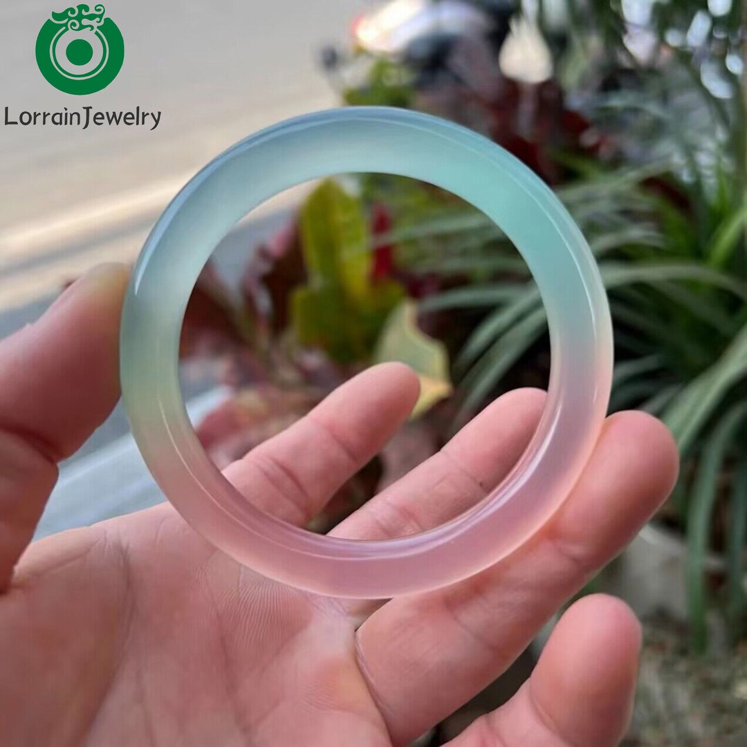 Pure Natural Untreated Pink Green Jade Bracelet,agrade Jade Bracelet