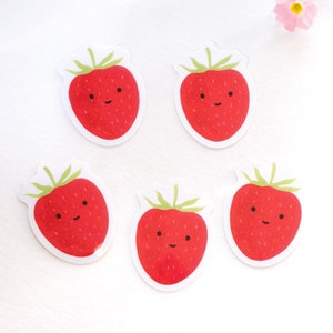 Adesivi con fragole | Simpatico adesivo Mini Fruit, adesivo in vinile impermeabile, laptop, diario, adesivi per bottiglia d'acqua
