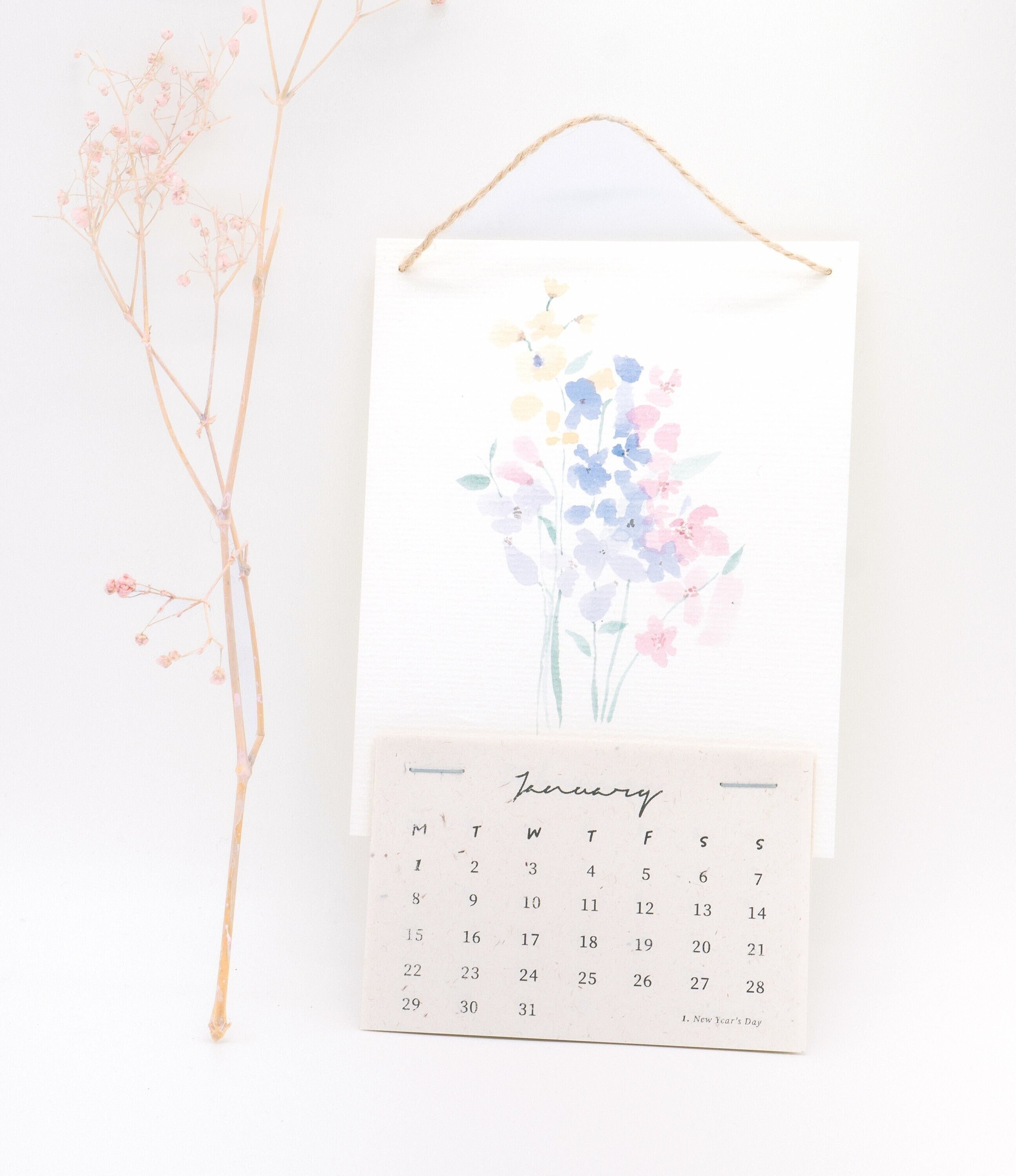 Calendar 2024 Tear-off Calendar, Original Watercolor Flowers, Floral ...