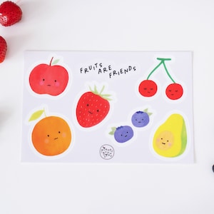 Les fruits sont amis 6 pcs Feuille d’autocollants | Autocollants Bullet Journal, Scrapbooking, Autocollants planificateur, Autocollants décoratifs, Étiquettes, Plantes, Nature