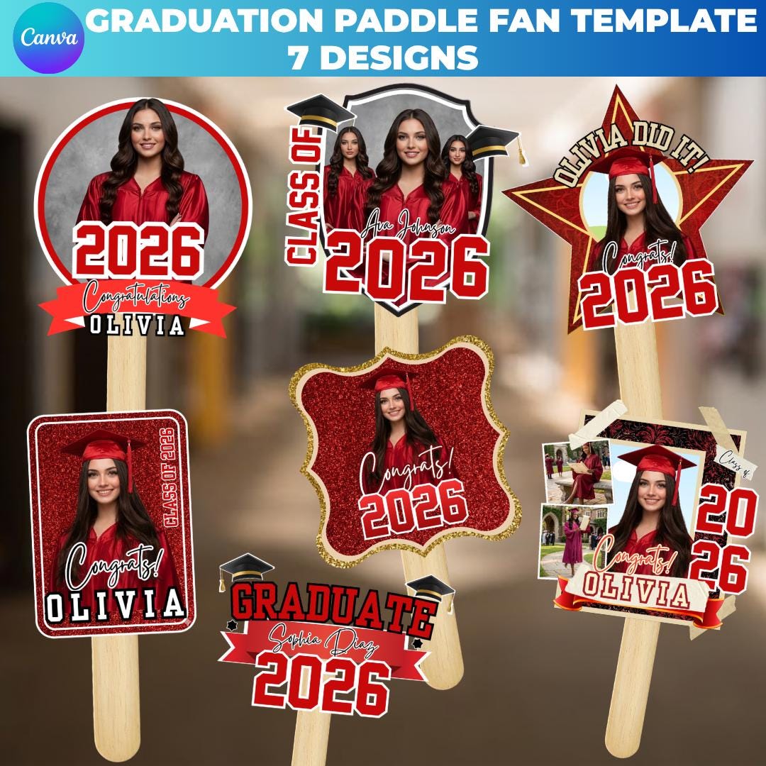 Graduation Fan Template Class of 2026 Canva Editable Big Head on a ...