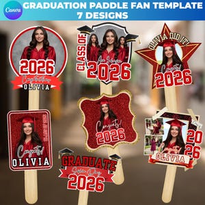 Graduation Fan Template Class of 2026 Canva Editable Big Head on a Stick Face Cutout
