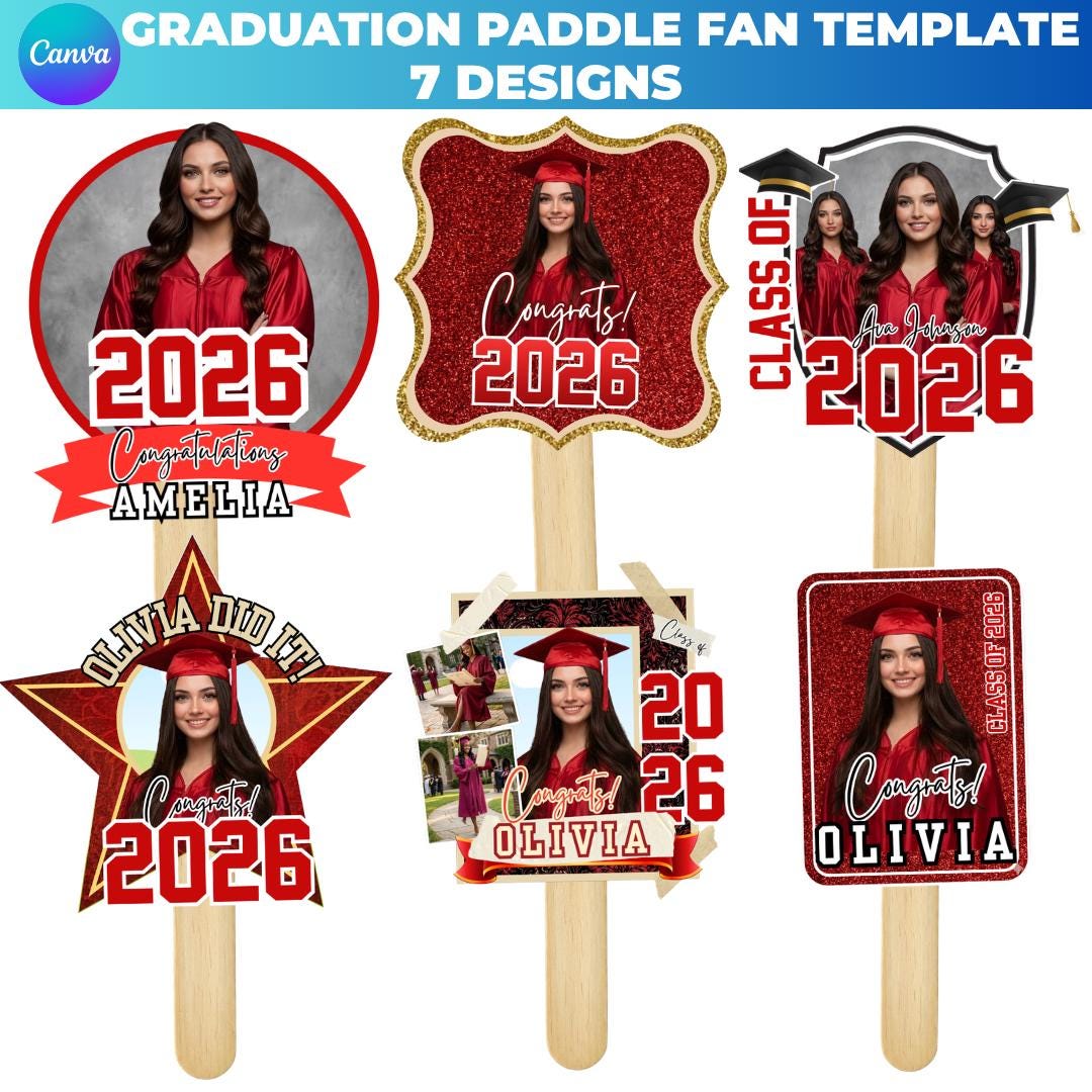 Graduation Fan Template Class of 2026 Canva Editable Big Head on a ...