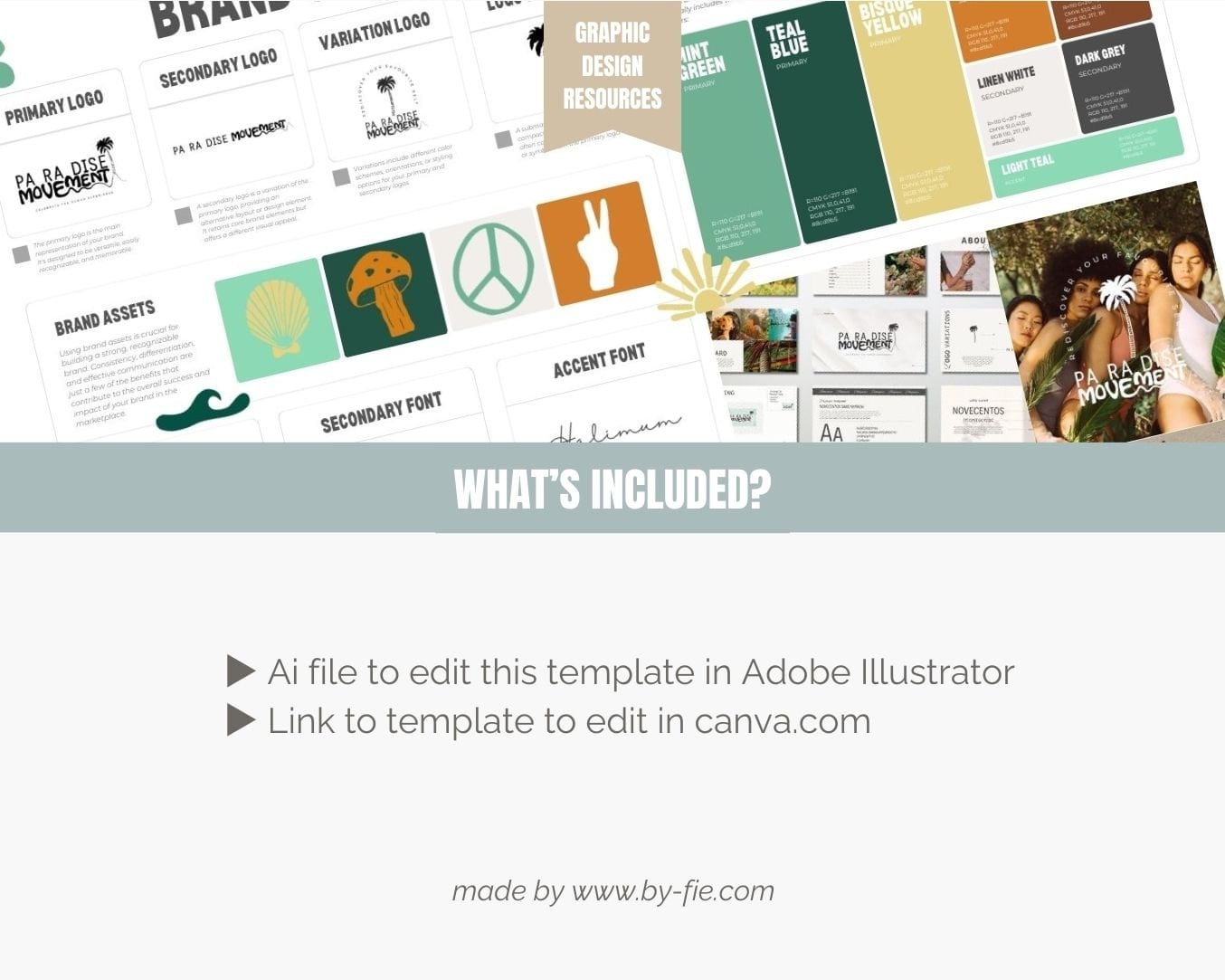 Brand Kit Guidelines Sheet Template – Branding Overview, for Canva and ...