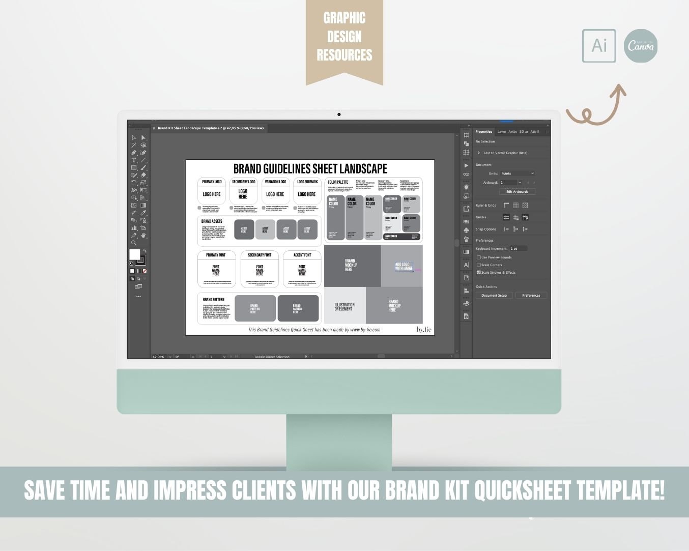 Brand Kit Guidelines Sheet Template – Branding Overview, for Canva and ...