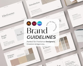 EDITABLE BRAND Guidelines Template CANVA Illustrator Indesign 40 Pages: Brand Style Guide for Designers & Small Business