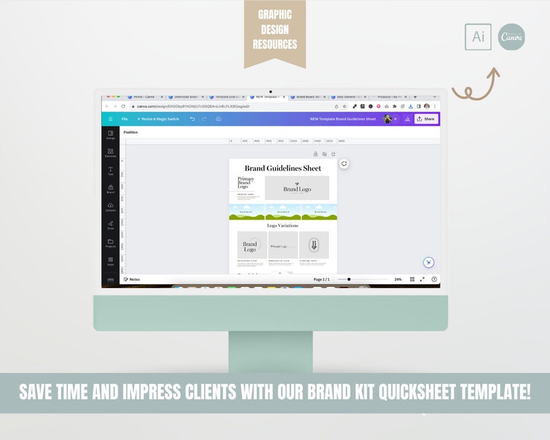 Brand Kit Templates, Branding Overview Illustrator & Canva Templates ...
