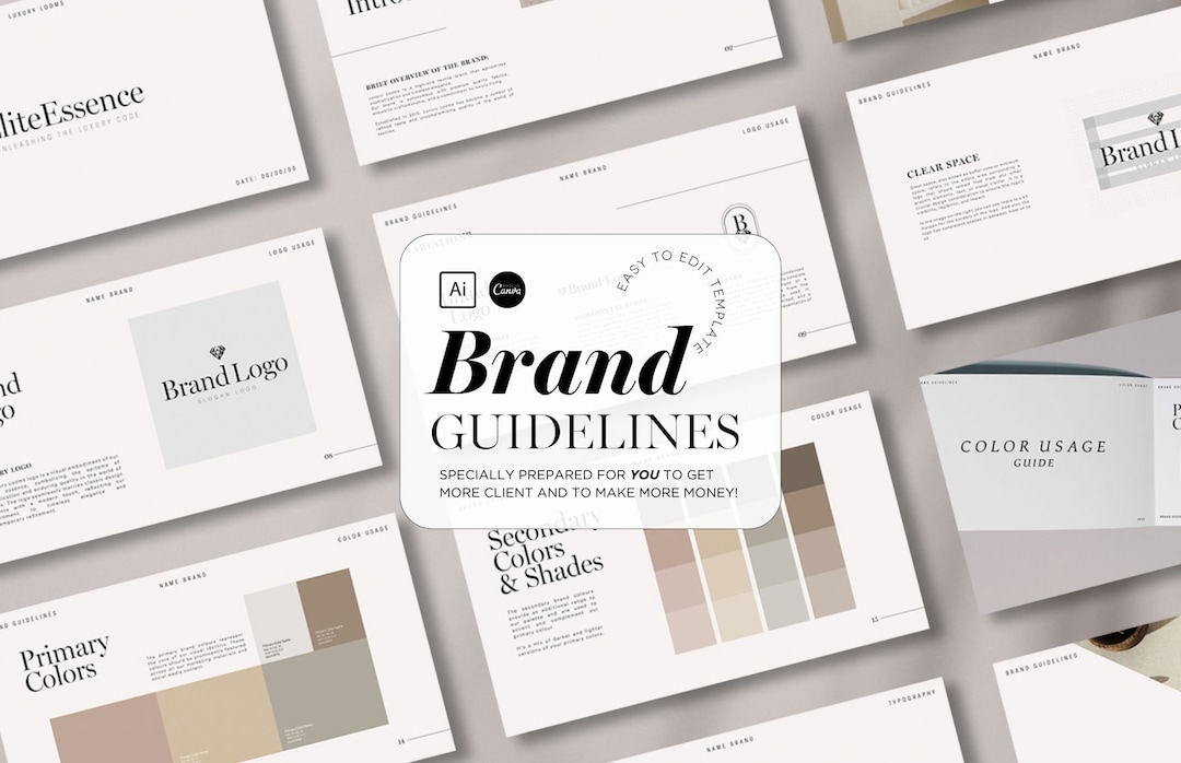 Brand Guidelines Template, Brand Guide, Branding, Brand Style Guide for