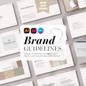 Brand Guidelines Template, Brand Guide, Branding, Brand Style Guide for Illustrator, InDesign & Canva. Template Brand Guidelines