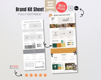Brand Kit Templates, Branding Overview | Illustrator & Canva Templates Brand Guide, Brand Design, Themes Branding Guidelines Canva Brand Kit