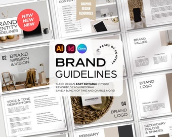 Handbook Brand Guidelines Template, Brand Guide, Branding, Brand Style Guide for Illustrator, InDesign & Canva. Template Brand Guidelines