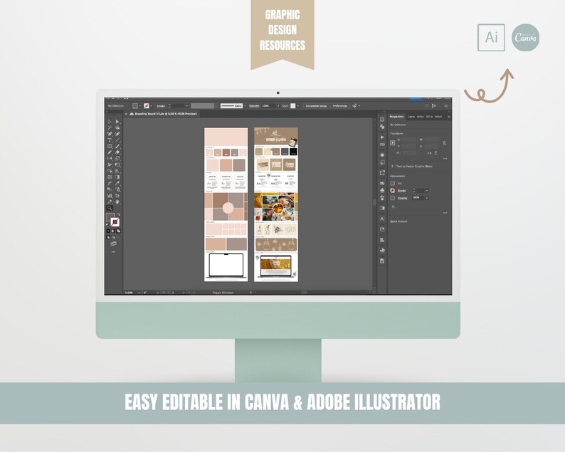Brand Board Template for Canva & Illustrator | Branding Board Kit ...