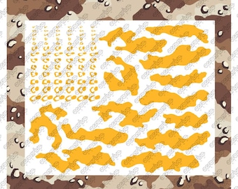 Plantilla digital Cerakote con diseño de camuflaje de chispas de chocolate BDU del desierto SVG DXF