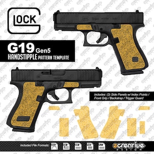 Plantilla de patrón de punteado láser para Glock 19 Gen5 HANDSTIPPLE SVG PLT