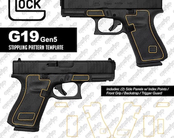 Plantilla de punteado láser de contorno vectorial para Glock 19 Gen5 SVG PLT