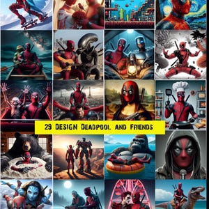 Deadpool PNG |  Superhero Cartoon Sublimation Design | Movie Character T-Shirt PNG | High-Quality Digital Download | Funny Deadpool