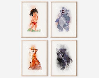 The Jungle Book Cute Posters - Watercolor Nursery Room Decor - Gift For Animal Lover, Wall Art - Child, Baby Gift - Watercolor Digital Art