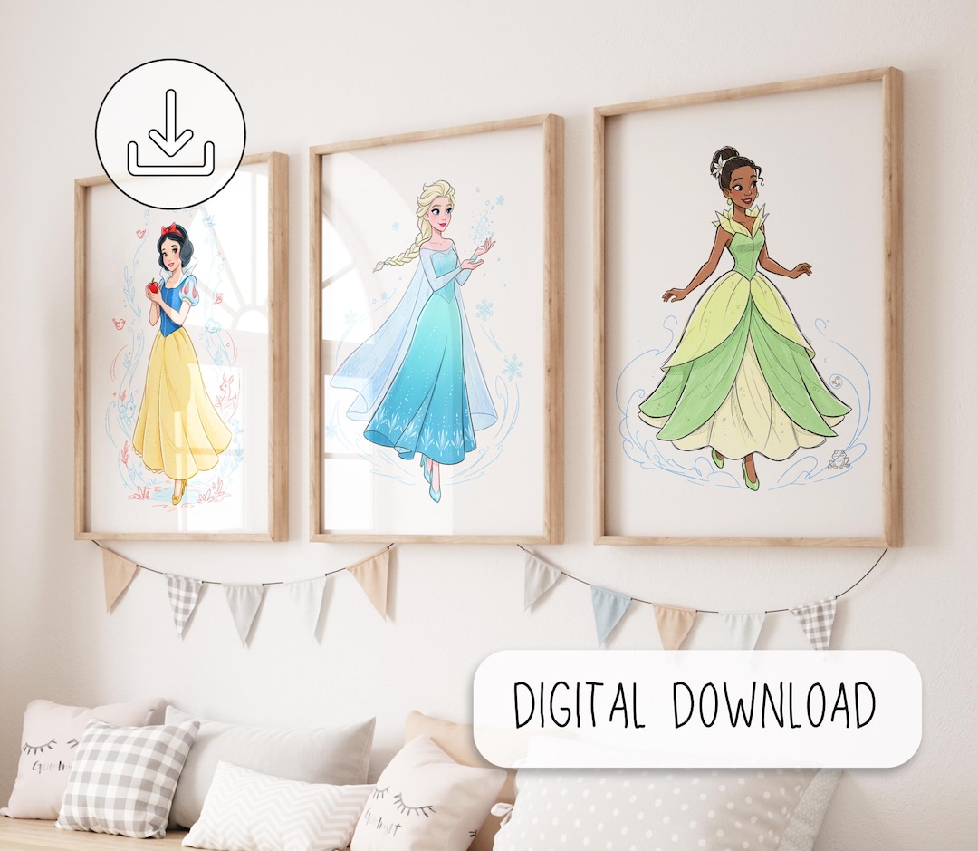 Princess Theme Digital Poster, Printable Wall Art Decor, Girl Room ...