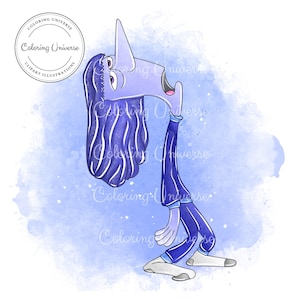 Cute Inside Out 2 Ennui Character Clipart - Inside Out Digital Download - Inside Out Watercolor Sublimation - Inside Out Illustrations Set