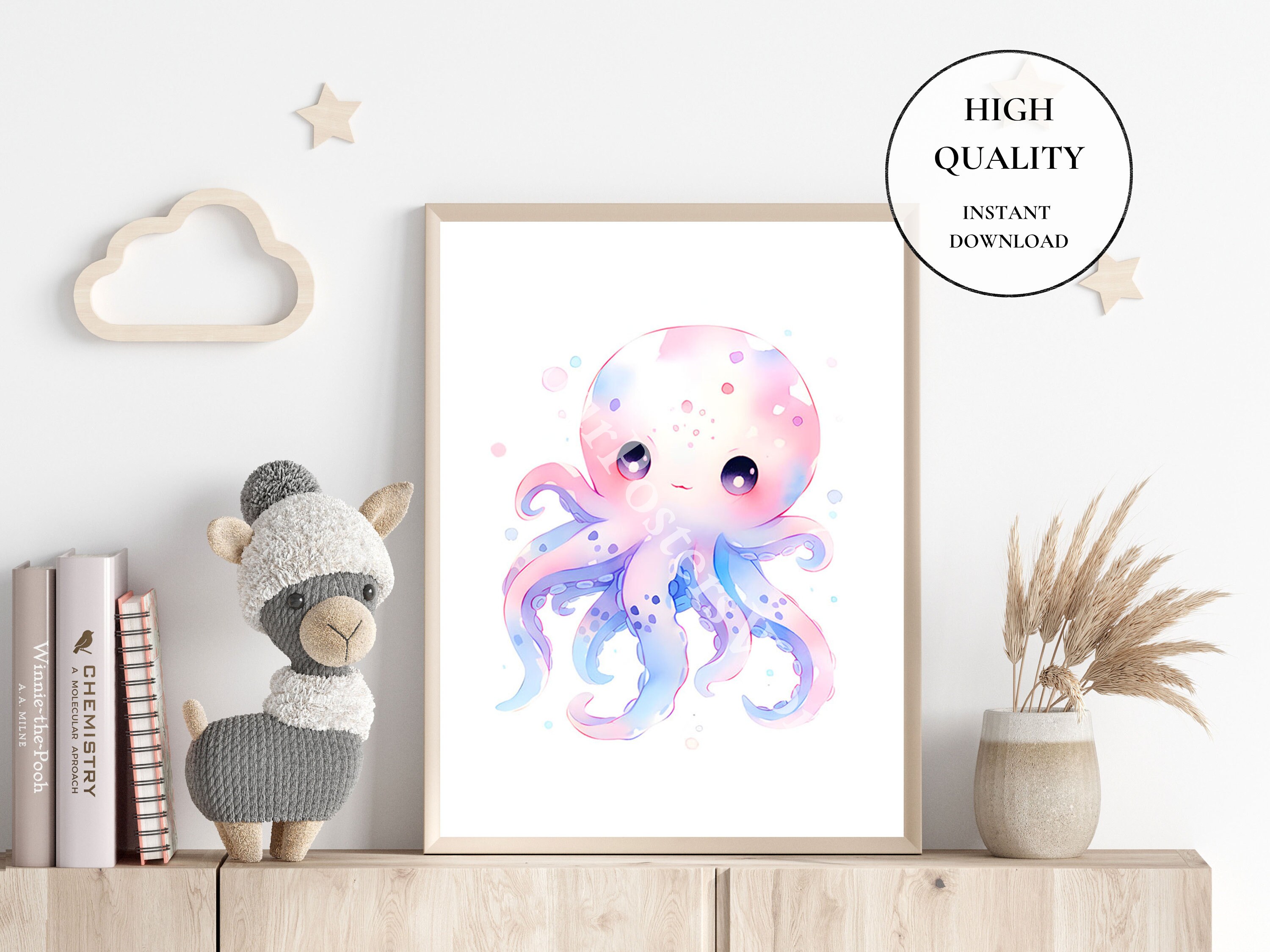 Under the Sea Animals Set of 6 - Cute Ocean Baby Animals - Watercolor ...