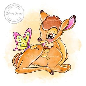 Aquarel Bambi Clipart PNG - Bambi en Thumper Cute Clip Art - Bambi PNG afdrukbare download - Bambi Flower & Friends Sublimatie Design
