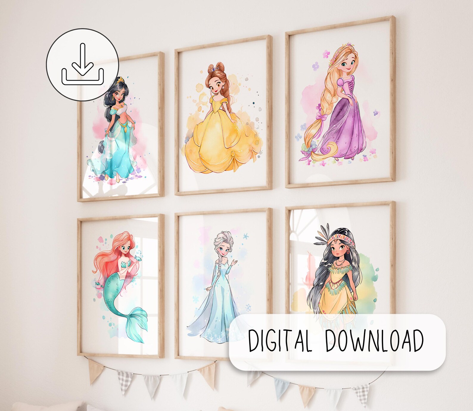 Princesses Set of 6 Posters | Printable Wall Art Decor | Girl Room ...