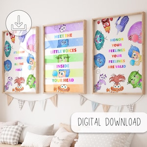 Emotions Poster Kids Print, Inside Out Characters Gallery Wall, Inside Out Chart, Inside Out Phrase Poster, Inside Out Party Table Decor