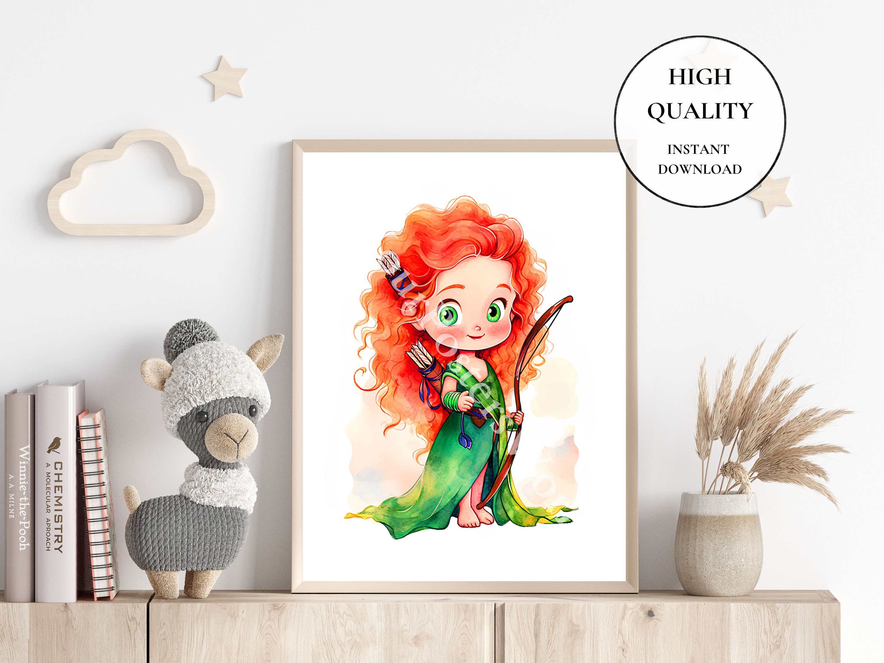 Merida Roon Merida Watercolor Poster - Merida the Brave Art - Digital Prints - Kids ...