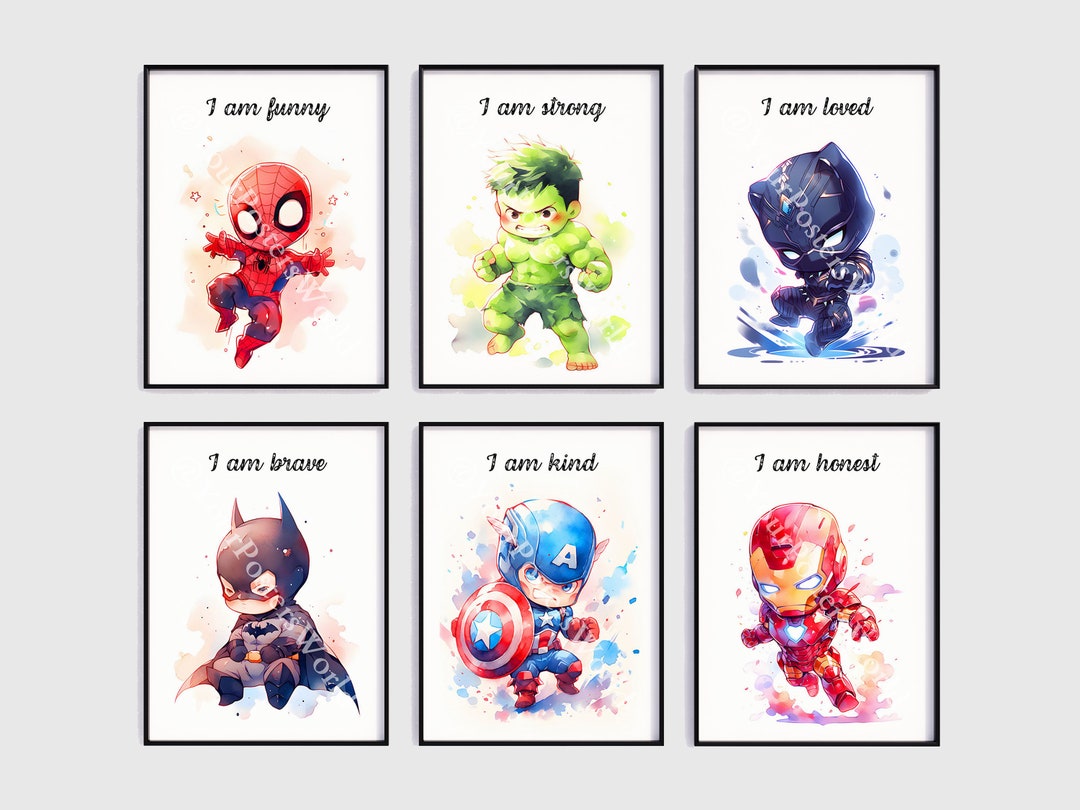 Cute Superhero Printable Prints Superhero Wall Art Digital - Etsy