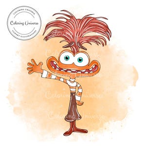 Cute Inside Out 2 Anxiety Character Clipart - Inside Out Digital Download - Inside Out Watercolor Sublimation, Inside Out Illustrations Set