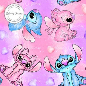 Modèle sans couture Lilo et Stitch - Fichier de sublimation Stitch - Papier numérique Stitch, Fichier Scrapbooking Stitch - Modèle sans couture de dessin animé