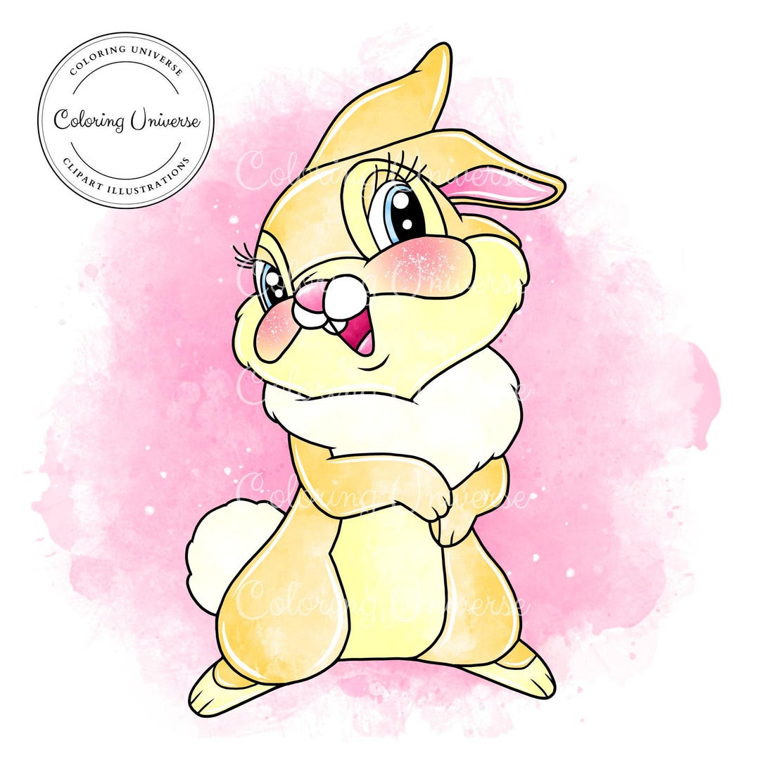 Watercolor Miss Bunny Clipart From Bambi PNG, Bambi and Thumper Cute ...