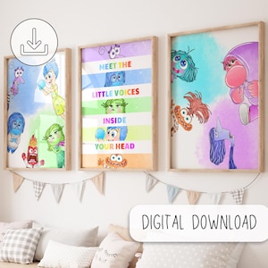 Inside Our Nursery Art, Digital Bedroom Decor, Inside Out Classroom Decor, Emotions Posters, Elementary Classroom Posters, Inside Out Chart