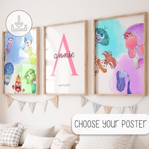 Inside Out 2 Classroom Poster, Custom Initial Name Print For Kids, Emotions Poster Kids Print, Inside Out Wall Prints, Inside Out Decoration