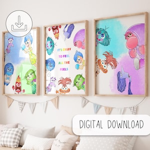Kids Room Decoration, Elementary Classroom Posters, Inside Out Wall Prints, Inside Out Party Art Poster, Inside Out Birthday Poster For Kids