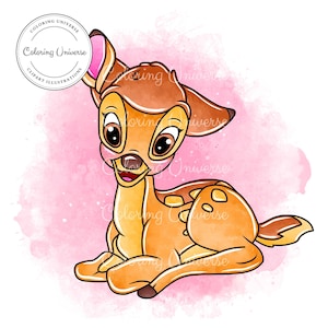 Acquerello Bambi Clipart PNG - Bambi e Thumper Cute Clip Art - Bambi PNG Download stampabile - Bambi Flower & Friends Sublimation Design