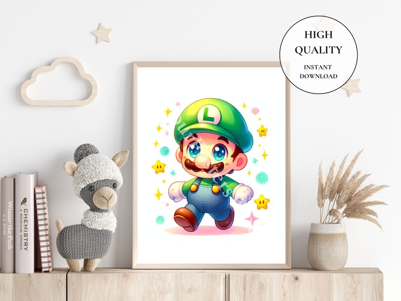 Cute Set of 4 Super Mario Posters - Super Mario Painting, Mario Wall ...