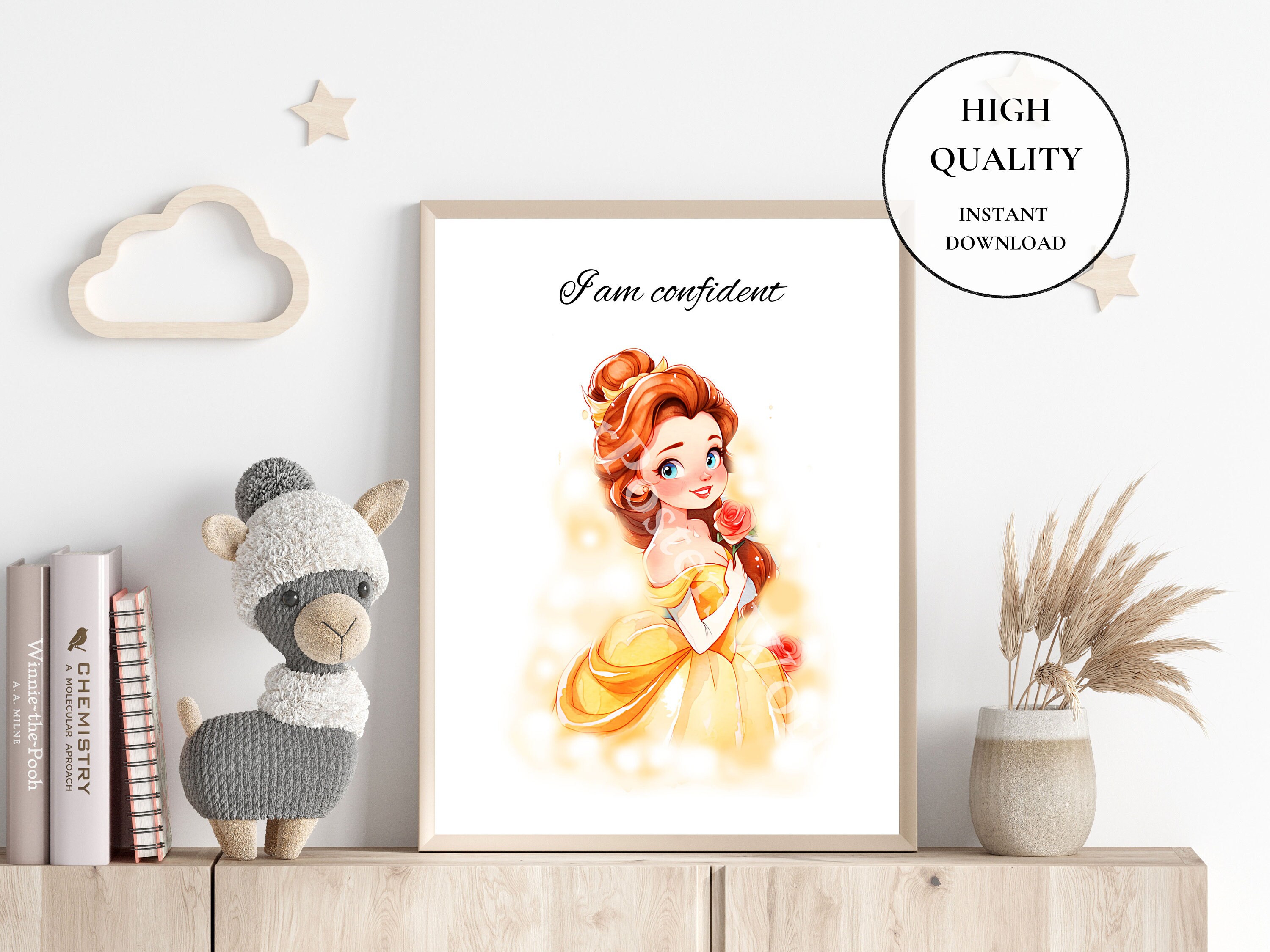 Princess Inspiration Princesses Set of 6 Digital Posters Wall Art Girl Room Decor Princess ...
