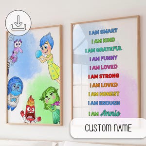 Inside Out 2 Regulation, Inside Out Emotions Therapy, Poster Prints Playroom, Emotions Poster Kids Print, Inside Out Wall Art Decor Prints