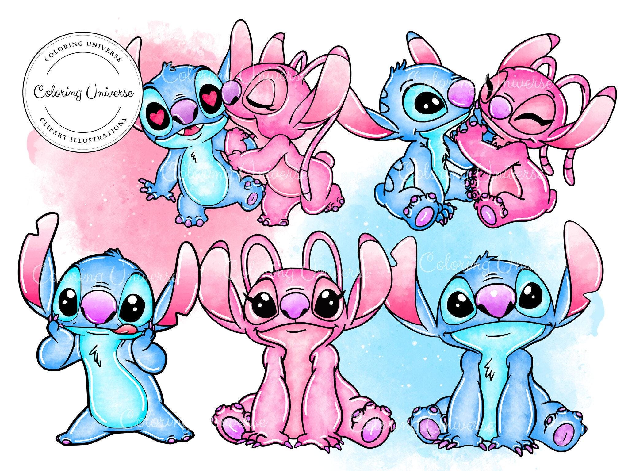 Cute Angel PNG Clipart - Stitch And Angel Clipart - Transparent Background - Digital Instant Download - Sublimation Watercolor Design