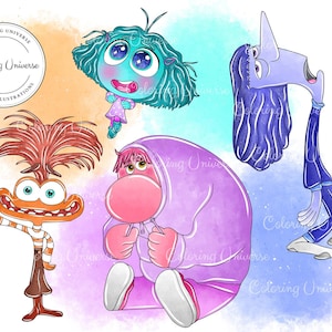 Cute Inside Out 2 Characters Clipart - Inside Out Digital Download - Inside Out Watercolor Sublimation - Inside Out Illustrations Set