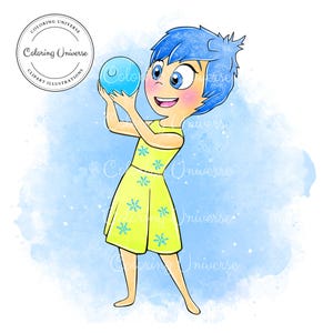 Cute Inside Out 2 Joy Character Clipart - Inside Out Digital Download - Inside Out Watercolor Sublimation - Inside Out Illustrations Set
