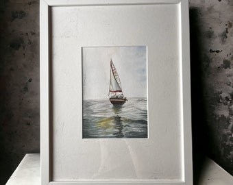 A5 Aquarellmalerei. Boot