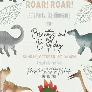 Modern Dinosaur Birthday Party Invitation