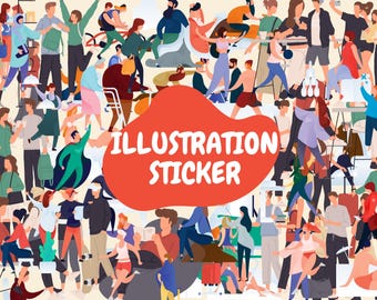 Naklejki z ilustracjami do druku w formacie PNG, 169 naklejek z ilustracjami w formacie PNG, naklejki do druku i wycinania