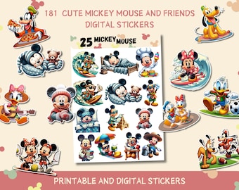 Mickey Mouse and Friends printable stickers PNG, 181 Mickey Mouse & Friends cartoon sticker PNG, print and cut sticker