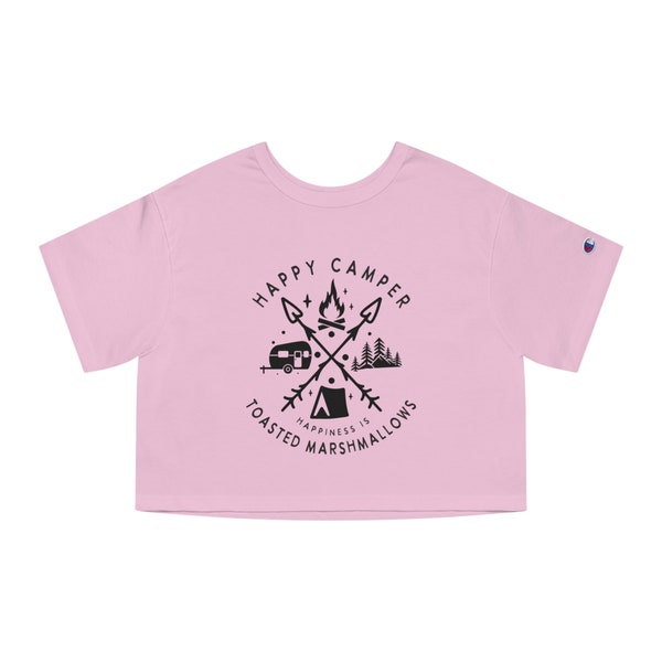 Happy Camper Shirt, Adventure Shirt, Travel Shirt, Hiking Shirt, Desert Shirt, Explore Shirt, Mountain Shirt, Camping Tee Cropped T-Shirt