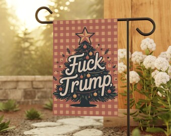 Drapeau de jardin de Noël F * ck Trump Anti-atout libéral hiver décoration extérieure anti-patriarcat justice sociale bannière de jardin