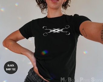 Lesbian Scissors Baby Tee Shirt, Sapphic Lesbian Bi WLW Pride Crop Top, Queer Gay Girl Scissor Crop Top, Queer Baby T, Lesbian Couple Gifts