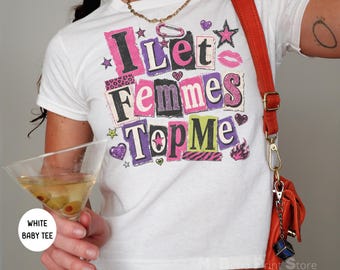 Ich lass Femmes Top Me Baby T Shirt Subtile Sapphic Lesben Bi Pride Monat TLW Crop Top Femme Gay Girl 90er Jahre Queer Baby T Lesben Paar Geschenke
